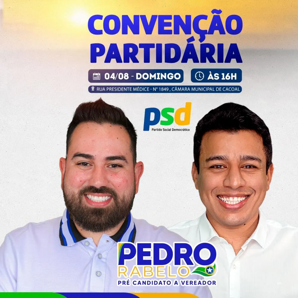 Pedro Rabelo anuncia expectativas para as eleições e convida para Convenção no próximo domingo