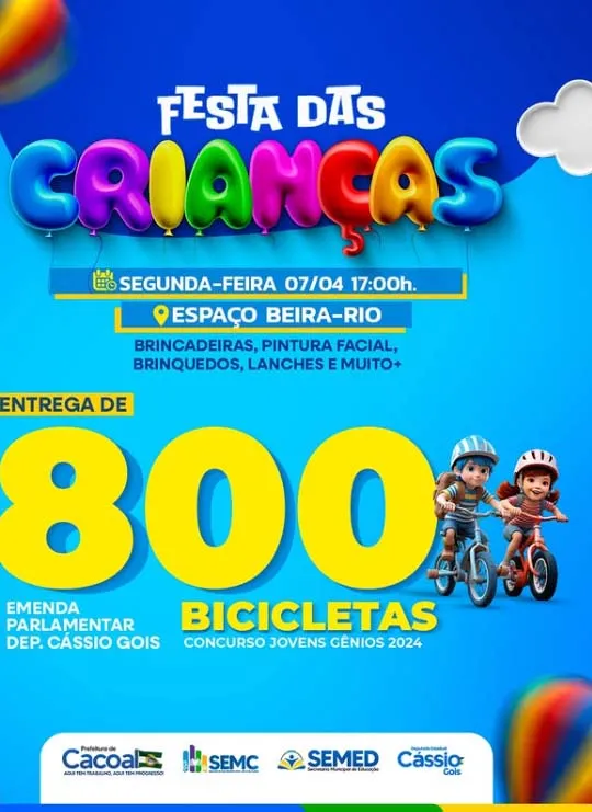  800 bicicletas para nossas crianças! E nós estamos fazendo a diferença na educação! 