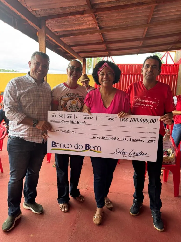 Apae de Nova Mamoré recebe R$ 100 de emenda da deputada federal Sílvia Cristina 