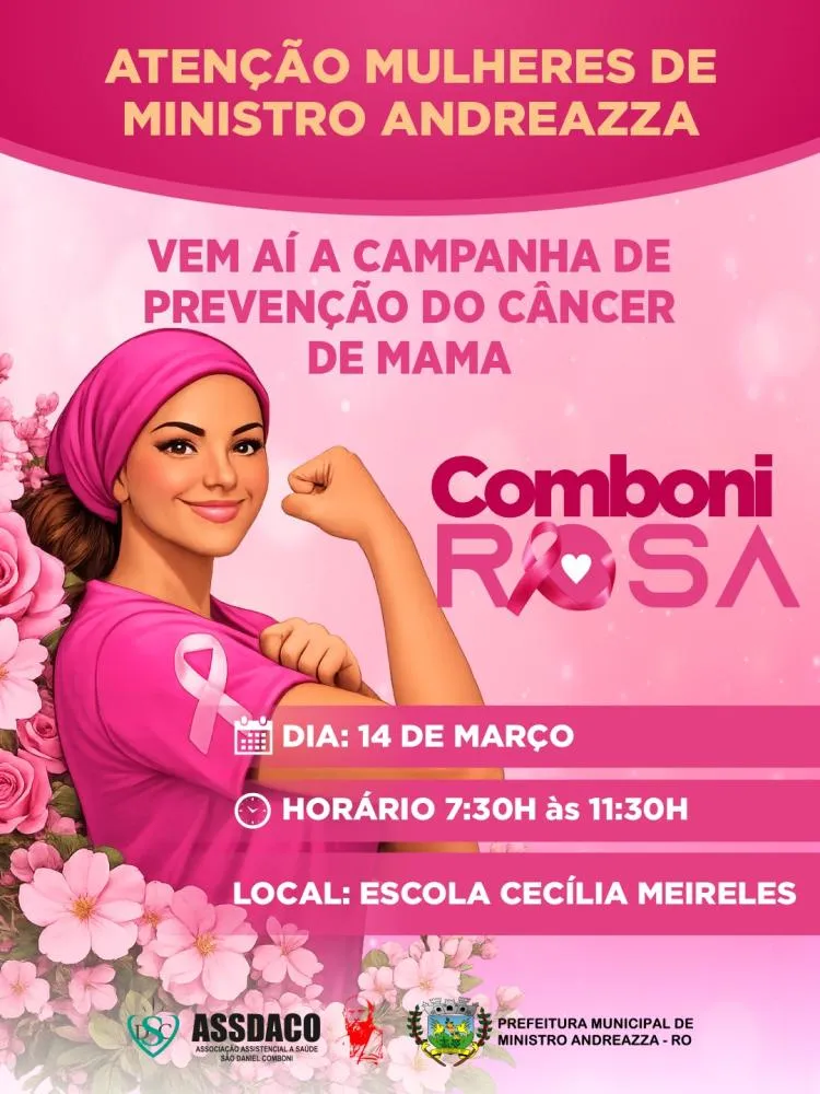 Sábado (14) é dia de prevenção ao câncer de mama em Ministro Andreazza