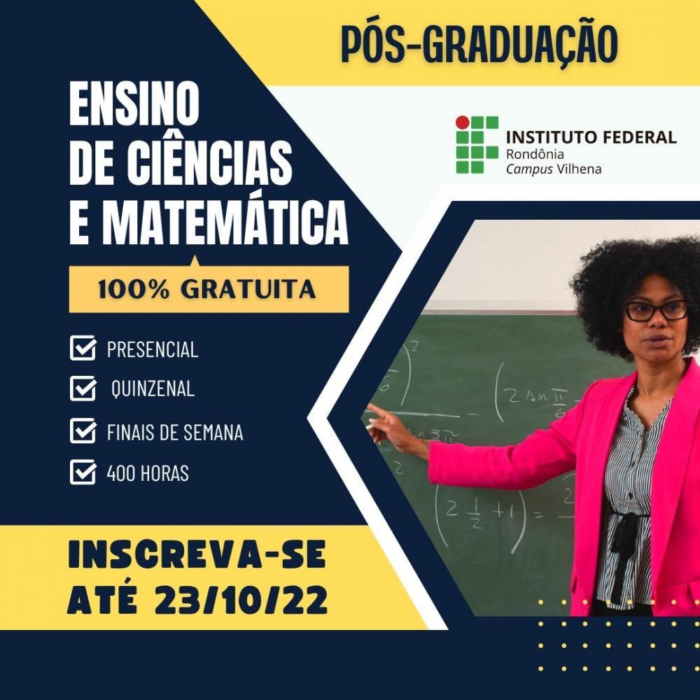 Últimos dias de inscrições para a Pós-graduação em Ensino de Ciências e Matemática
